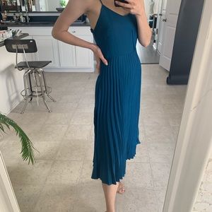 Silk teal flowy strappy dress